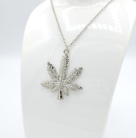 Cannabis Leaf Silver Necklace