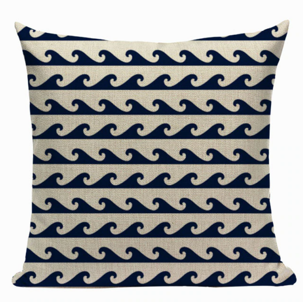 Ocean Wave Pattern Pillow Cover N14