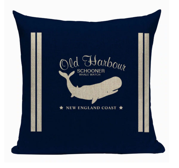 Old Harbour Schooner Whale Watch Pillow N3