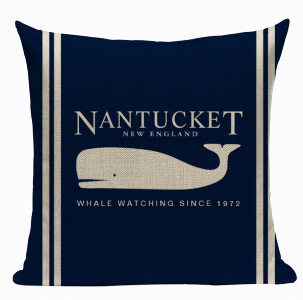 Nantucket New England Whale Watching Pillow Cover N5
