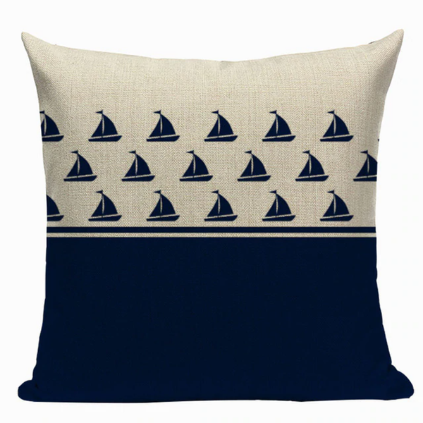 Sailboat Pattern Pillow Cover N9