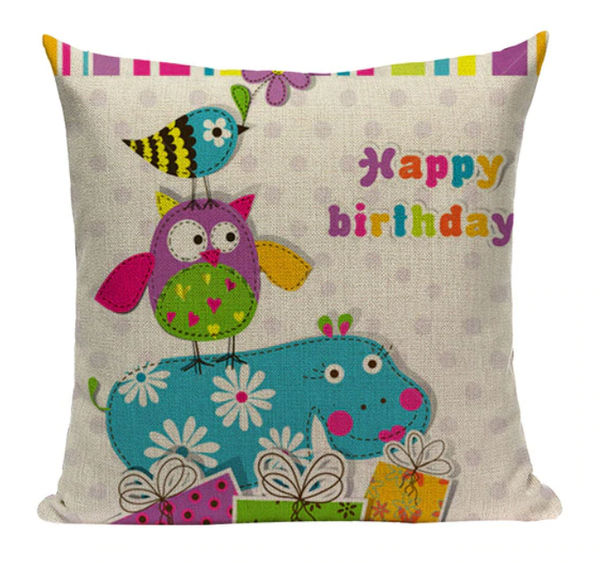 Owl Happy Birthday Pillow O2