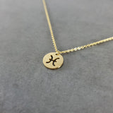 Pisces Circle Tag Gold Necklace
