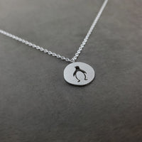 Penguin Silhouette Silver Necklace