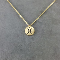 Pisces Circle Tag Gold Necklace