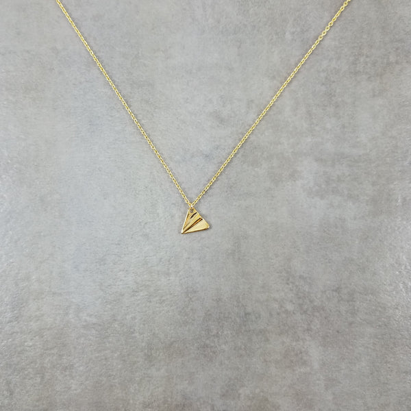 Small / Gold / Handfolded Paper Airplane Necklace