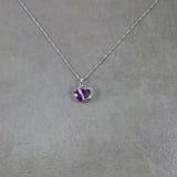 Heart Purple Crystal Silver Necklace