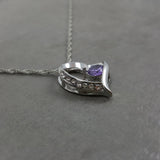 Heart Purple Small Crystal Silver Necklace