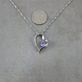 Heart Purple Small Crystal Silver Necklace