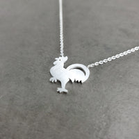 Rooster Chicken Silver Necklace