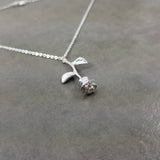 Rose Flower Silver Necklace