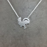 Rooster Chicken Silver Necklace