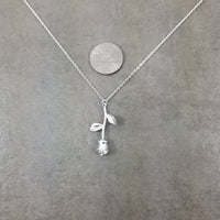 Rose Flower Silver Necklace