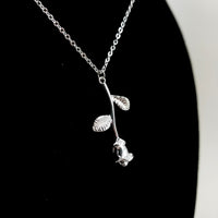 Rose Flower Silver Necklace