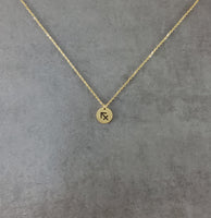 Sagittarius Circle Tag Gold Necklace