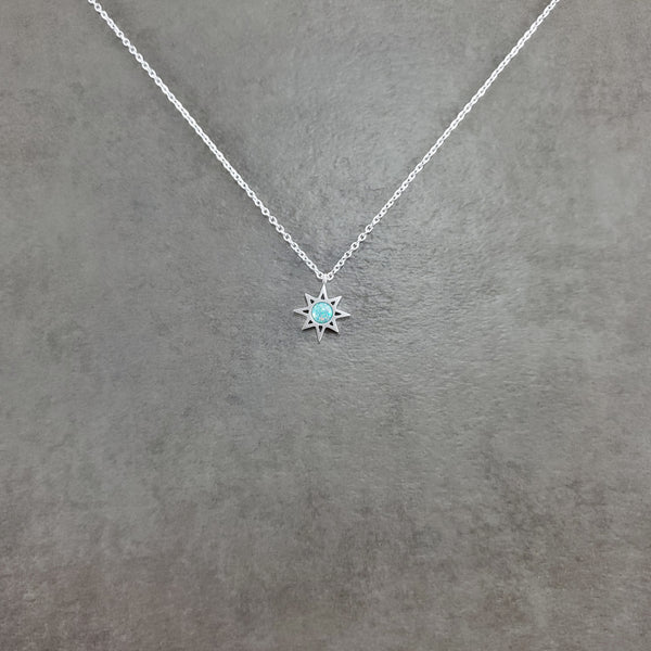 Star Sun Opal Silver Necklace