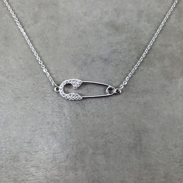 Safety Pin Silver Necklace