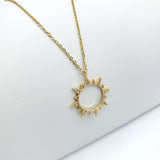 Sun Circle CZ Gold Necklace