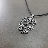 Calavera Sugar Skull Silver Necklace