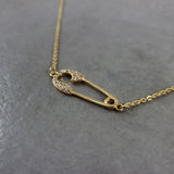 Safety Pin Gold Necklace