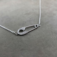 Safety Pin Silver Necklace