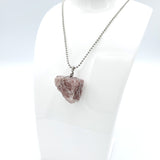 Strawberry Crystal Quartz Raw Stone Silver Necklace