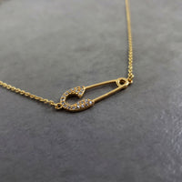 Safety Pin Gold Necklace