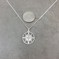 Sun Compass Silver Necklace