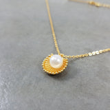 Seashell Pearl Gold Necklace