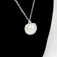 Seashell Pearl Silver Necklace