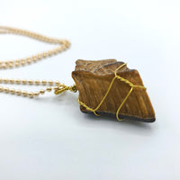 Tiger Eye Raw Stone Gold Necklace