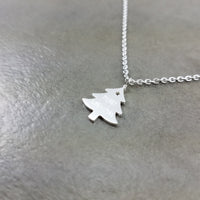 Christmas Tree Silver Necklace