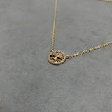 Tree Of Life CZ Circle Gold Necklace
