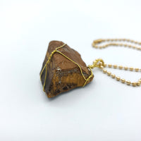 Tiger Eye Raw Stone Gold Necklace