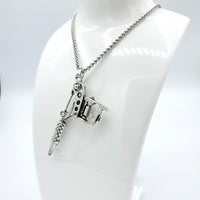 Tattoo Gun Silver Necklace