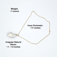 White Turquoise Raw Stone Gold Necklace