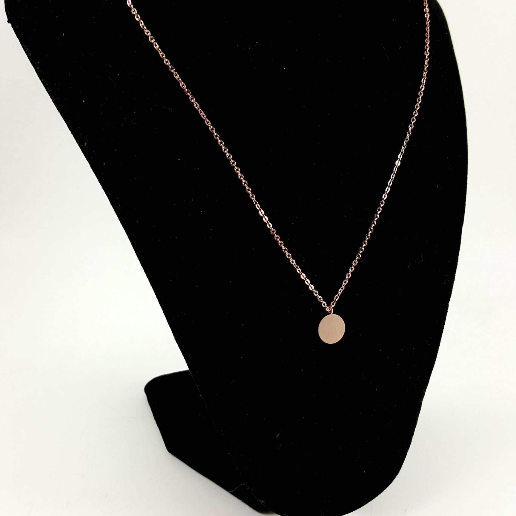 Circle Filled Tag Rose Gold Necklace Women's Dainty Disc Round