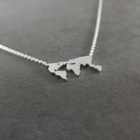 World Map Silver Necklace