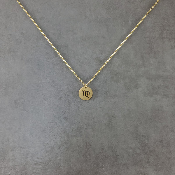 Virgo Circle Tag Gold Necklace