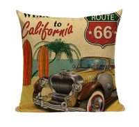 Vintage Car California Route 66 Pillow VC3