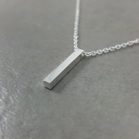 Bar Vertical Silver Necklace