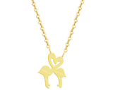 Flamingo Heart Gold Necklace