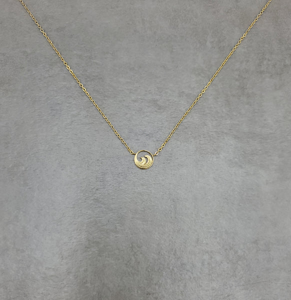 Ocean Wave Circle Gold Necklace