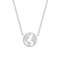 Globe World Silver Necklace
