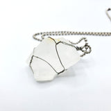 White Crystal Raw Stone Silver Necklace