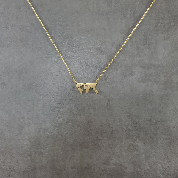 World Map Gold Necklace