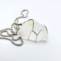 White Crystal Raw Stone Silver Necklace