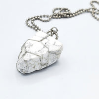 White Turquoise Raw Stone Silver Necklace