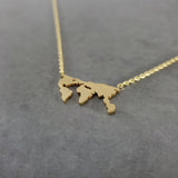World Map Gold Necklace