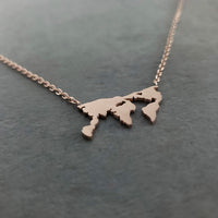 World Map Rose Gold Necklace